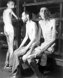 Slave laborers at Buchenwald. Their average weight was 70 pounds.